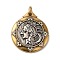Brass with Cubic Zirconia Pendants, Long-Lasting Plated, Cadmium Free & Lead Free, Flat Round with Human, Antique Silver & Antique Golden, 29.5x26.5x4mm, Hole: 4.5x3mm