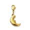 304 Stainless Stee Pendant Decoration, with Lobster Clasp Charms, for Keychain, Purse, Backpack Ornament, Real 18K Gold Plated, Moon, 32.5mm