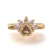 Brass Clear Cubic Zirconia Spacer Bars, Cadmium Free & Nickel Free & Lead Free, Heart Paw Print, 3-Hole, Real 18K Gold Plated, 6.5x12.5x6mm, Hole: 1.2mm