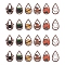 24Pcs 6 Styles Halloween Theme Single Face Printed Aspen Wood Big Pendants, Teardrop Charm, Mixed Patterns, 54.5x34x2.5mm, Hole: 1.6mm, 4pcs/style