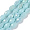 Opaque Solid Color Electroplate Glass Beads Strands, AB Color Plated, Faceted, Teardrop, Pale Turquoise, 8x6mm, Hole: 1.2mm, about 65~67pcs/strand, 20.08 inch(51cm)