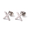 Tarnish Resistant 304 Stainless Steel Greek Alphabet Stud Earrings, Manual Polishing, Letter.C, 7~11x2~10x1.5mm, Pin: 0.8mm