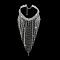 1Pc Iron Rhinestone Tennis Chains Bib Necklace, Platinum, 18.50 inch(47cm), Chain Extender: 114mm