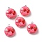 Opaque Resin Pendants, with Platinum Tone Iron Loops, Donut, Cerise, 25x22x13.5mm, Hole: 2mm