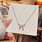 Stainless Steel Cable Chain Necklaces, Rhinestone Pendant Necklaces, Bowknot, 8.27~19.69 inch(21~50cm)