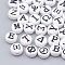 Acrylic Beads, Flat Round with Greek Alphabet, Mixed, 7x4mm, Hole: 1.5mm