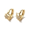 KC Gold Plated Brass Micro Pave Cubic Zirconia Hoop Earring, Star, 15x8mm