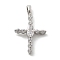 Brass Micro Pave Clear Cubic Zirconia Pendants, Cross, Rack Plating, Long-Lasting Plated, Lead Free & Cadmium Free, Platinum, 21x13x3.5mm, Hole: 3x1.5mm