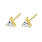 Geometric Triangle Cubic Zirconia Stud Earrings, Simple 925 Sterling Silver Earings, Golden, Clear, 5x5mm
