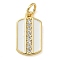 Rack Plating Brass Micro Pave Cubic Zirconia Pendants, with Enamel, Long-Lasting Plated, Lead Free & Cadmium Free, Rectangle Charms, with Jump Ring, White, 15x8.5x1.5mm, Hole: 3mm