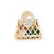 Brass Micro Pave Clear Cubic Zirconia Pendants, Bag Charms, Lead Free & Cadmium Free, Rack Plating, Real 18K Gold Plated, 17.5x16.5x6mm, Hole: 4.5x4.5mm