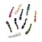 Brass Pave Cubic Zirconia Connector Charms, Cadmium Free & Lead Fre, Four Rectangle Links, Mixed Color, 31x6x3.5mm, Hole: 0.9mm