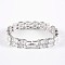 Mother's Day Noble Gift Ideas for Lady Platinum Plated Brass Micro Pave Cubic Zirconia CZ 2-Row Oval Link Chain Bracelets, with Watch Band Clasps, Clear, 180x10.5x4.5mm