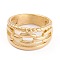 Ion Plating(IP) Unisex 304 Stainless Steel Finger Rings, Round Shape, Golden, Size 7, 6~12mm, Inner Diameter: 17.3mm