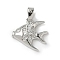Brass Micro Pave Cubic Zirconia Pendants, Fish, Platinum, 14.5x15x3mm, Hole: 3x5mm