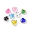 Glass Heart Beads, Hand Drawn Beads, with Enamel, Bead in Bead, Mixed Color, 12x11.5~12.5x6.5~7mm, Hole: 0.8~1mm