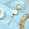 Gemstone Keychain, with 
Alloy Badge Reels and Brass Keychain Clasp, Flat Round, 107mm