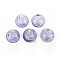 Transparent Handmade Blown Glass Globe Beads, Stripe Pattern, Round, Royal Blue, 13~14.5mm, Hole: 1~2mm