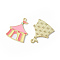 Circus Theme Alloy Enamel Pendants, Golden, Tent Pattern, 26x20.5x1.5mm, Hole: 1.8mm