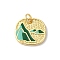 Rack Plating Brass Enamel Pendants, with Jump Ring, Long-Lasting Plated, Cadmium Free & Lead Free, Square with Mountain Charm, Real 18K Gold Plated, 17x15x2mm, Hole: 3mm