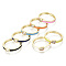 Adjustable Brass Micro Pave Clear Cubic Zirconia Finger Rings, with Enamel, Nickel Free, Teardrop, Real 16K Gold Plated, Mixed Color, US Size 7(17.3mm)