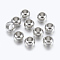 Platinum Brass European Beads, Large Hole Rondelle Beads, 7x5mm, Hole: 4mm