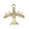 Alloy Rhinestone Pendants, UV Plated, Airplane, Light Gold, 18.5x18.5x3mm, Hole: 2mm