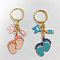 Footprint Alloy Enamel Keychain, with Iron Findings, Golden, 8.5cm, 2pcs/set