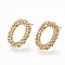 Brass Stud Earrings, Oval, Real 18K Gold Plated, 15.5x11mm, Pin: 0.7mm