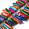 Natural Freshwater Shell Beads Strands, Dyed, Top Drilled, Flat, Colorful, 14~39x4~5x4~7mm, Hole: 1.2mm, about 86~89pcs/strand, 14.96''~15.51''(38~39.4cm)