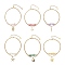 304 Stainless Steel Multi-Strand Charm Anklets, with Natural Green Aventurine & Amethyst & Moonstone & Rose Quartz & Citrine & Rhodochrosite Chips, 22x0.15cm, 6pcs/set