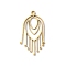 201 Stainless Steel Filigree Pendants, Oval with Tassel Charms, Golden, 25x12x1mm, Hole: 1.4mm