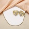 Brass Micro Pave Clear Cubic Zirconia Stud Earrings for Women, Heart, Platinum & Golden, 25x29mm
