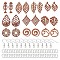DIY Hollow Out Dangle Earring Making Kit, Including Leaf & Ring & Teardrop & Fish Bone Natural Walnut Wood Pendants, Brass Earring Hooks, Camel, 74Pcs/box