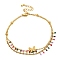 Boho 304 Stainless Steel Enamel Anklets, Double Layer Anklets, Butterfly, 7-7/8~8-1/4 inch(20~21cm)
