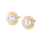 S925 Sterling Silver Stud Earrings, with Imitation Pearl, Flower, Golden
