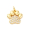 Brass Micro Pave Cubic Zirconia Charms, Cadmium Free & Lead Free, Claw, with Jump Ring, Real 16K Gold Plated, 14.5x14.5x2.5mm, Hole: 3.5mm