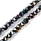 Electroplate Glass Beads Strands, Faceted, Plated AB Colors, Cone, Black, 5x6.5x5mm, Hole: 1.2mm, about 95~100pcs/strand, 18.66~19.06''(47.4~48.4cm)