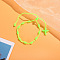 Cross Nylon Cord Braided Bead Bracelets, Rosary Cord Bracelets for Couple Friends, Green Yellow, 6-1/4~11-3/4 inch(16~30cm)