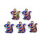 Alloy Pendants, Cadmium Free & Nickel Free & Lead Free, Squirrel Shape, Rainbow Color, 17x16x4mm, Hole: 1.8mm