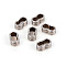 Tarnish Resistant 201 Stainless Steel Slide Charms/Slider Beads, For Leather Cord Bracelets Making, Peanut Shape with Line Pattern, Stainless Steel Color, 13x7.5x5mm, Hole: 11x5mm