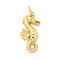 Brass Pendants, Cadmium Free & Lead Free, Real 16K Gold Plated, with Jump Ring, Sea Horse, 22x11x3mm, Hole: 3.4mm