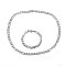 Tarnish Resistant 304 Stainless Steel Jewelry Sets, Figaro Chains Necklaces & Bracelets, Stainless Steel Color, Necklace: 23.6 inch(60cm), Bracelets: 8-5/8 inch(22cm)