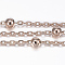 Ion Plating(IP) 304 Stainless Steel Cable Chains, Satellite Chains, with Steel Beads, Soldered, with Spool, Flat Oval, Rose Gold, 2.5x1.5x0.3mm, about 32.8 Feet(10m)/roll
