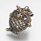 Brass Cage Pendants, For Chime Ball Pendant Necklaces Making, Owl, Antique Bronze, 30x24x17.5mm, Hole: 4mm, inner size: 15.5x19mm