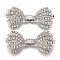 Alloy Rhinestone Fold Over Clasps, Flower, Crystal, Platinum, 45x20x18mm, Hole: 1.2mm