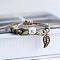 Adjustable Handmade Porcelain Flower Beads Braided Beads Bracelets, Alloy Leaf Charm Bracelets for Women, Camel, 7-1/8 inch(18cm)