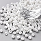 6/0 Glass Seed Beads, Opaque Colors Lustered, Round, Round Hole, White, 6/0, 4mm, Hole: 1.5mm, about 500pcs/50g, 50g/bag, 18bags/2pounds