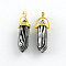 Zebra Jasper Stone Pendants with Alloy Findings, Golden, 40~42x13.5x10mm, Hole: 2mm