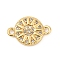 Brass Micro Pave Clear Cubic Zirconia Sun Connector Charms, Flat Round Links, Cadmium Free & Nickel Free & Lead Free, Real 18K Gold Plated, 13x9x2mm, Hole: 1.2mm